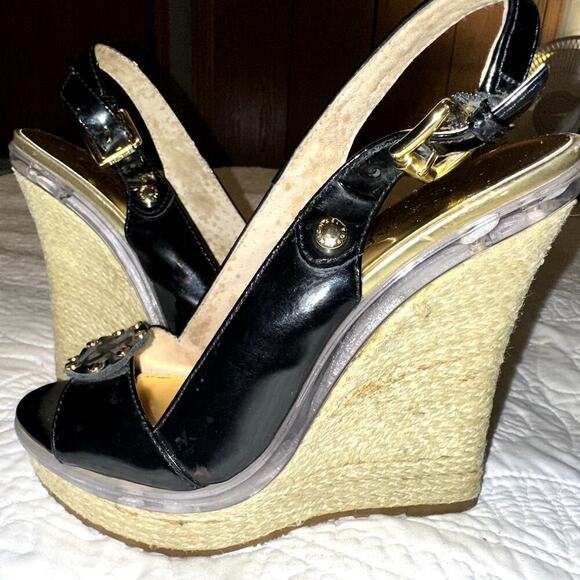 Michael Kors black wedge sandals size 6 M - Picture 9 of 9